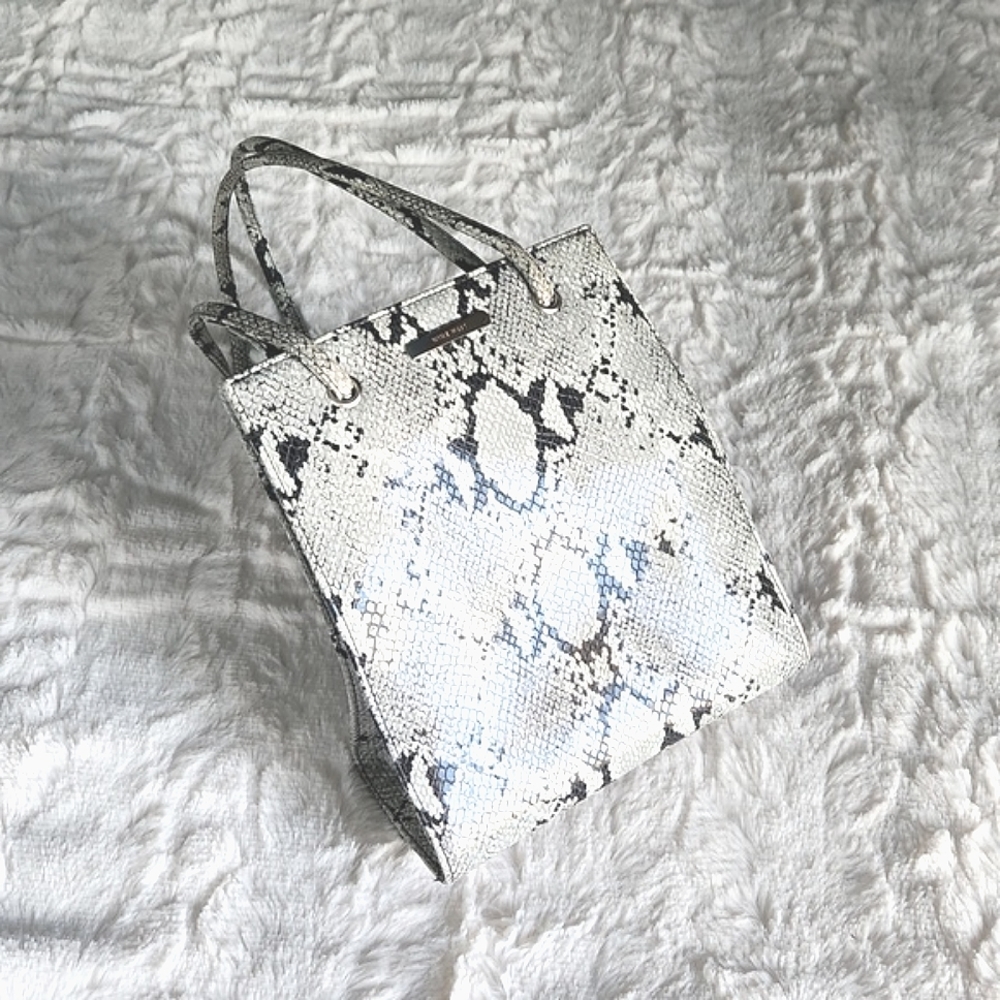 NINE WEST, Mini, Black, Gray, & White, Snakeskin, Satchel, Tote, Bag, Purse